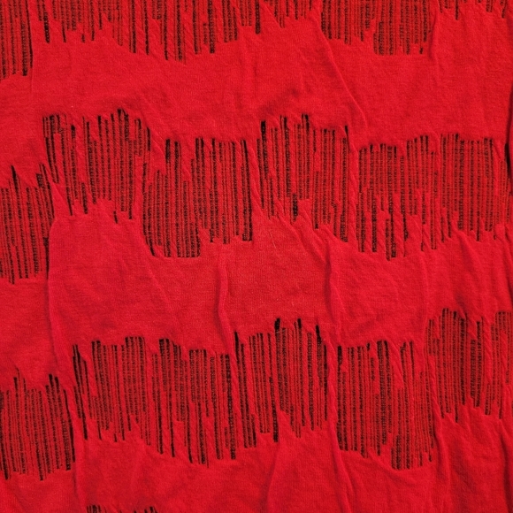 Ali Miles Textured Red Black Cowl Neck Blouse - Picture 4 of 7